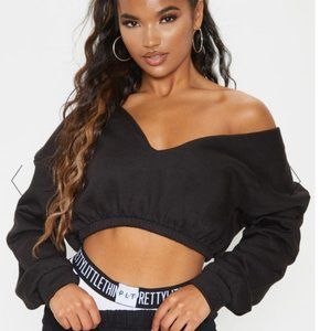 [NEW WITH TAG] PLT Black V Neck Cropped Sweater